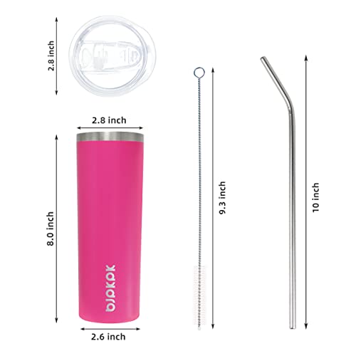 Bjpkpk 20 Oz Skinny Tumbler With Lid Slim Insulated Travel Coffee Cup Stainless Steel Thermal Mug,Pink #TOP2
