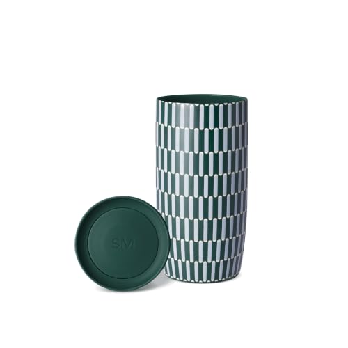 Image of Simple Modern Insulated Travel Coffee Mug 360 Lid | 16oz | Striped | Voyager Ceramic-Lined Insulated Stainless Steel Coffee Tumbler, Iced Coffee Cup, Mug with Lid | Simplified Stitches