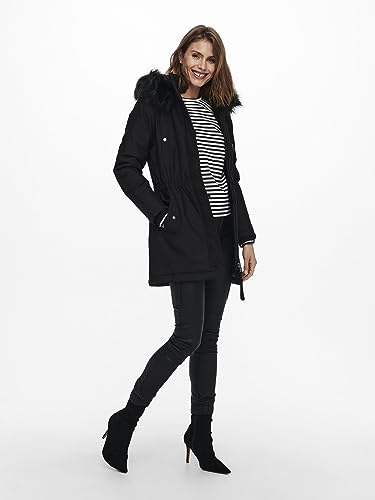 ONLY Damen Winterparka Iris 15213755 Damenjacke mit Fellkapuze black: black fur XXL