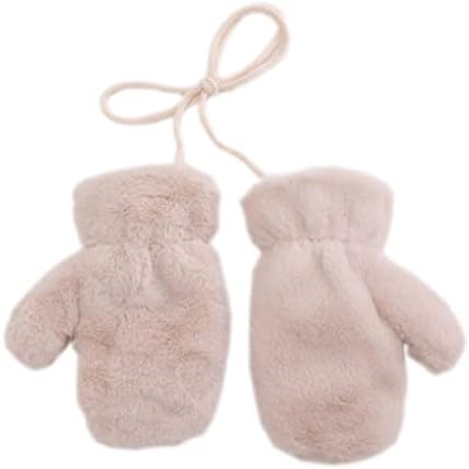 Baby Toddler Winter Warm Mittens Thicken Knitted Magic Mittens Cute Fox Knit Gloves with Furry Lining Hanging On Neck Mittens for Girls Boys Age 1-3Years Gift
