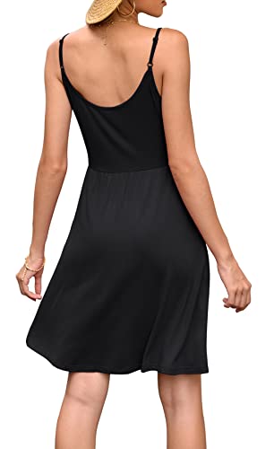 Weaczzy Black Dresses For Women V-Neck Summer Sundress Casual Beach Cover Up Dresses With Pockets (X-Large,Black) #TOP3