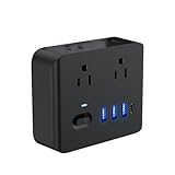 invens Regleta Enchufe de Energía con 2 Cargador USB (5 V / 2 A) 1 Puerto Type-C Multicontacto Pared Adaptador Clavija con...