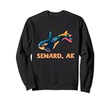 Orca Ballena Dibujos Animados Glitch Gráfico Seward Alaska Souvenir Sudadera