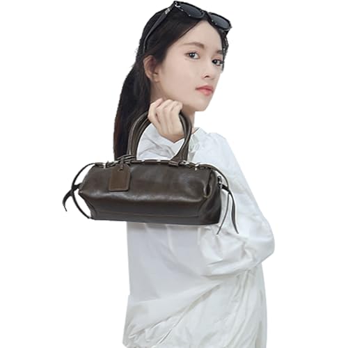 Genuine Leather Shoulder Purses Leather Crossbody Handbag Top Handle Bag Bowling Bag Purses Handbags For Women2