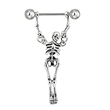 Color: plateado Moda Punk Barbell Breast Sexy Body Jewellery Piercing pezón anillo cráneo Bar Anillos Joyería