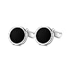 Merit Ocean Mens Cufflink and Shirt Studs Set Onyx Black Silver Cuff Link Tuxedo Shirts Business Wedding Gift #4