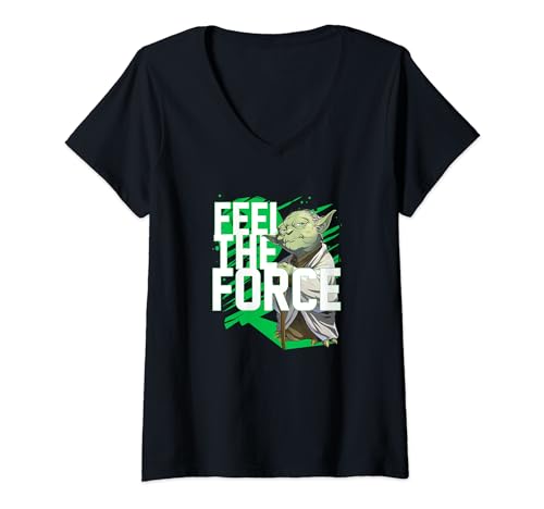 Star Wars Feel The Force Yoda Maglietta con collo