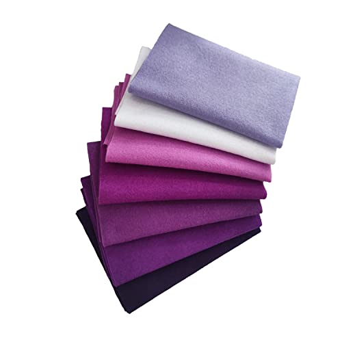 7Pcs 1.4mm Thick Soft Felt Fabric Sheet Assorted Colors Felt Pack DIY Craft Sewing Squares Nonwoven Patchwork 45x45cm 7 Colors (Purple)