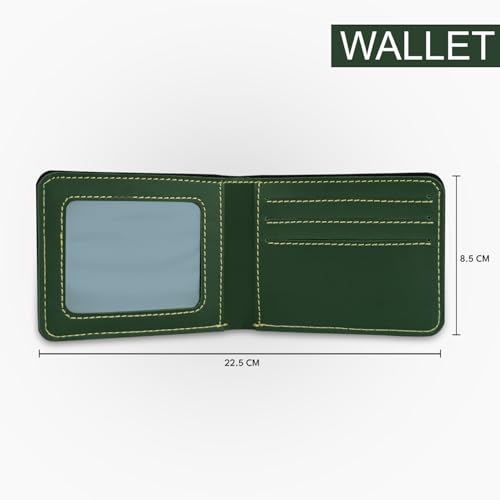 Image of Teak Wood Customized Leather Wallet Pen Keychain Gift Set for Men with Name, Personalized Brown Purse Combo, Stylish Gift for Husband, Boyfriend - Mens Wallets, Wallets for Man, Men Wallet Green