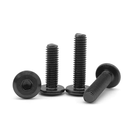 10/ 20/ 50個 M3 M4 M5 M6 M8 黒 炭素鋼 斜辺 フラットヘッド 六角ソケット ドライブスクリュー ダウンサイド家具ネジ(M6x10mm (10pcs))