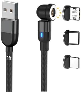 Statik 360 Cable - Rotating Phone Charger - Made of Durable Nylon Braid - Fast Charging