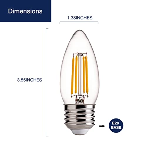 Flsnt Dimmable Led Candelabra Light Bulbs 60W Equivalent E26 Base, B11 Led Chandelier Candle Light Bulbs, 2700K Soft White, 6 Pack #TOP2