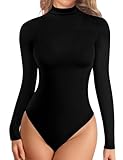 YOGINGO Bodysuit for Women Mock Turtle Neck Long Sleeve Basic Women Clothing Going Out Tops XS-2XL Size 2025 Fashion T-shirt Leotards for Womens Onesies Casual Stretchy Base Sexy Body Suits Jumpsuit