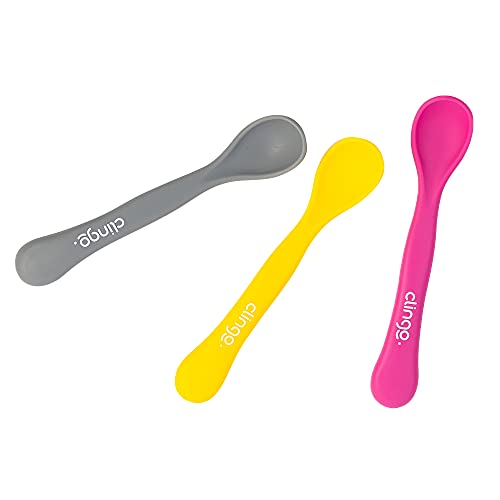 Clingo Colher Colors Cinza/Rosa/Amarelo - Kit 3 Unid Cinza/Rosa/Bege