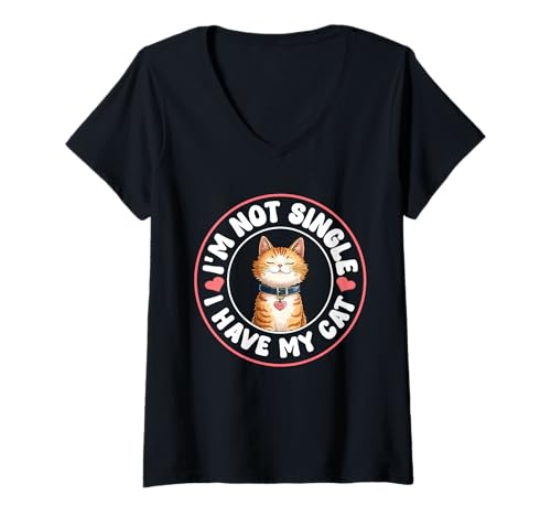 Mujer Funny I´m Not Single I Have A Cat Cat Lover Camiseta Cuello V