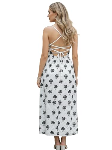 Image of Aahwan White Printed Round Neck Sleeveless Backless Long Indo Western Fusion Dress for Women's & Girl's