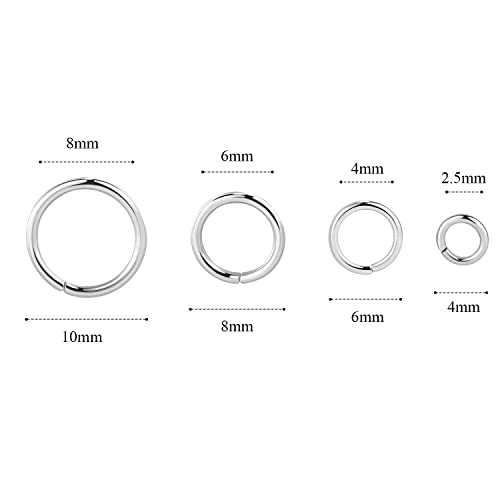 Silver Jump Rings For Jewelry Making: Alexcraft 900Pcs Open Jump Rings 4 Mm 6 Mm 8 Mm 10 Mm Jewelry Jump Rings Bulk In Assorted Sizes #TOP4
