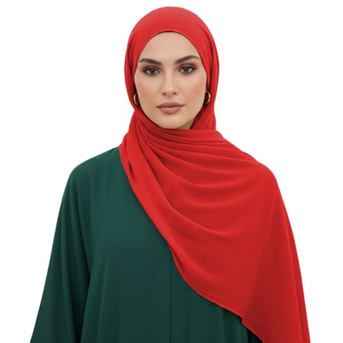 Hijab indien froissé en rayonne sans repassage : foulard long et léger pour femme