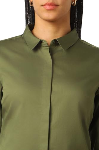 Image of Van Heusen Women's Regular Fit Solid 3 /4 Sleeve Cotton Rich Formal Shirt