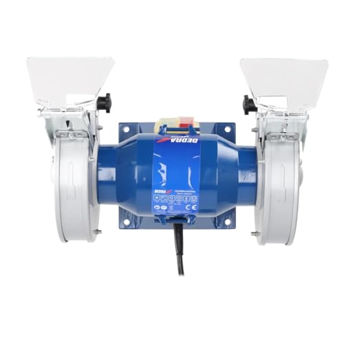 Szlifierka stołowa z podwójnymi tarczami, 150 W, DEDRA DED7775, 125 × 16 mm, możliwość mocowania stołu, wyłącznik podnapięciowy, regulowane podkładki robocze, metalowa obudowa