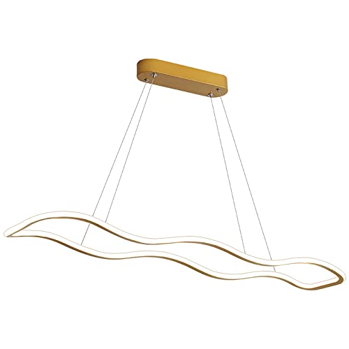 GGQEM Lámpara Colgante de Metal nórdico con Forma de Isla de Cocina Lineal LED, lámparas Colgantes Modernas LED para Comedor, Sala de Estar, Cocina, Oficina, Tienda, Bar, cafetería, lámp