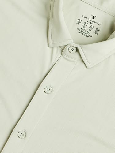 Image of TECHNOSPORT Men's Black Solid Regular Fit Spread Collar Casual Shirt with TECHNOCOOL+