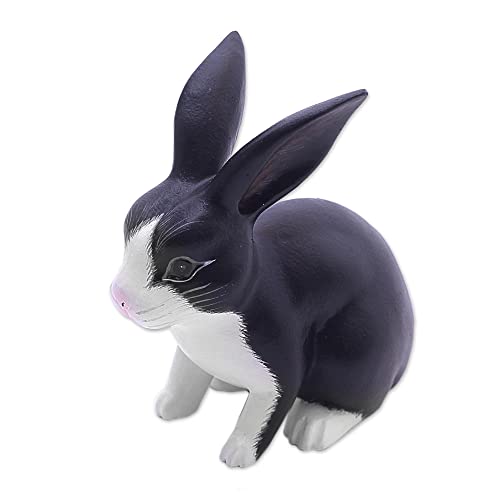 Novica Inquisitive Dutch Rabbit Wood Sculpture #TOP21