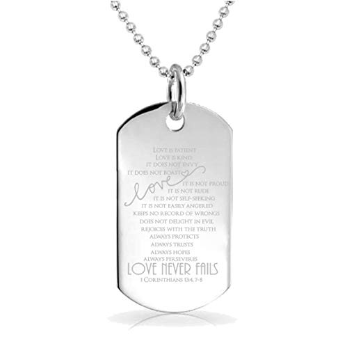 Epic Designs #3 Love is Patient Corinthians 13:4-7 Religious pendant necklace Custom Engraved Charm Keychain Jewelry Bags