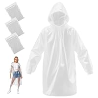 lohey 3 Stück Regenponcho Einweg, Wasserdicht Regenmantel für Damen und Herren und Kinder, Durchsichtige Regencape mit Kapuze und Ärmeln für Camping, Angeln, Freizeitparks, Festivals