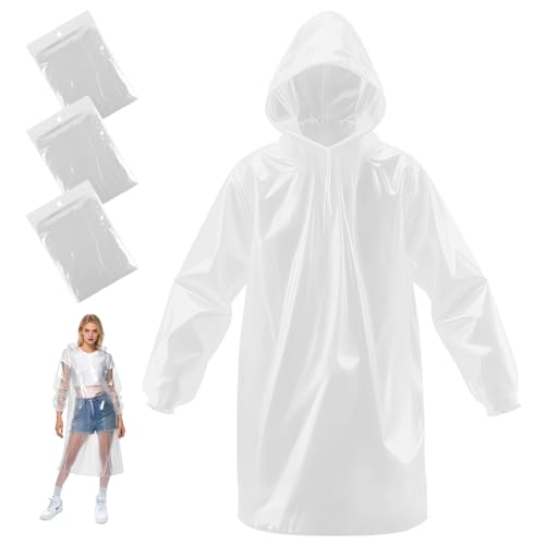 3 Pack Disposable Raincoat For Adults,Raincoat Adults for Men and Women with Hood Family Pack,Emergency Rain coat For Camping,Travelling,Festivals Essentials
