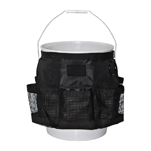 UHANBUT 5 Gallon Bucket Tool Organizer Bag, Multi-Purpose Car Bucket Wash Tool with Mesh Storage Pockets, Universal Vehicle Cleaning Supplies Accessories for Home, Gardening, Fishing