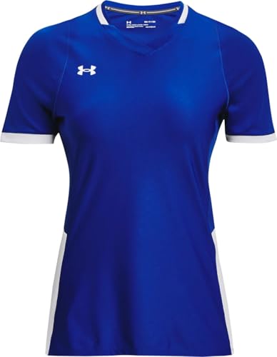 Under Armour Womens Powerhouse 2.0 Volleyball Jersey - with HeatGear Fabric and Mesh Panels LG Royal-White