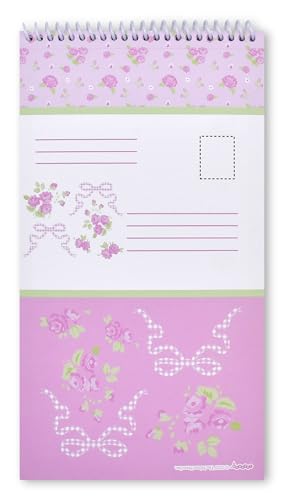 Image of iscream Fold and Send Girls Stationery Card Pad with Seals - Pretty in Pink | 40 Pack, Pretty Print, Spiral Bound, Large 10.5 inch x 5.75 inch Cards, Coordinating Sticker Sheets, Fold and Send, Summer Camp Ready