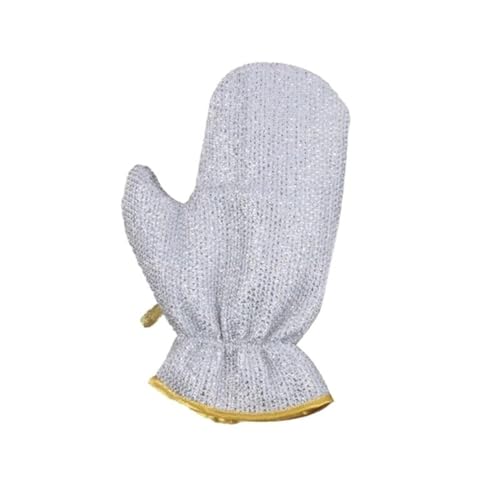 Household Cleaning Gloves, Bamboo Fiber Dish-Washing Gloves are Oil-Free, Silver Wire Dish-Washing Ware, Kitchen Cleaning, Oil-Proof and Waterproof Steel Wire Gloves (Pack of 1)