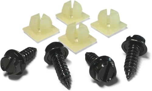 Image of Number Plate Screws – Screw Set for Front and Rear Number Plate – Number Plate Bolts for Cars – Stainless Steel Screws (4 Pieces Screw Inserts)
