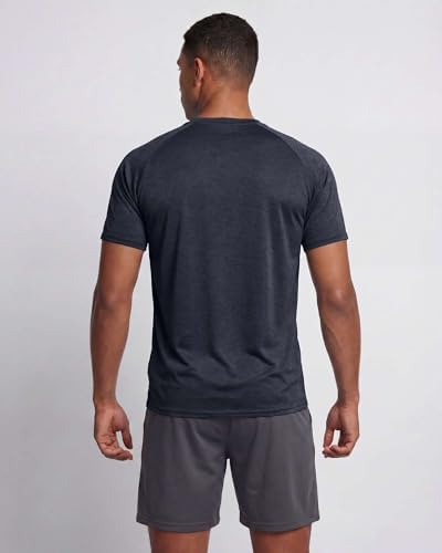 Real Essentials 5 Pack: Men's Dry-Fit Short Sleeve Crew Neck T Shirts Fitness Running Gym Workout Cool Exercise Athletic Tee