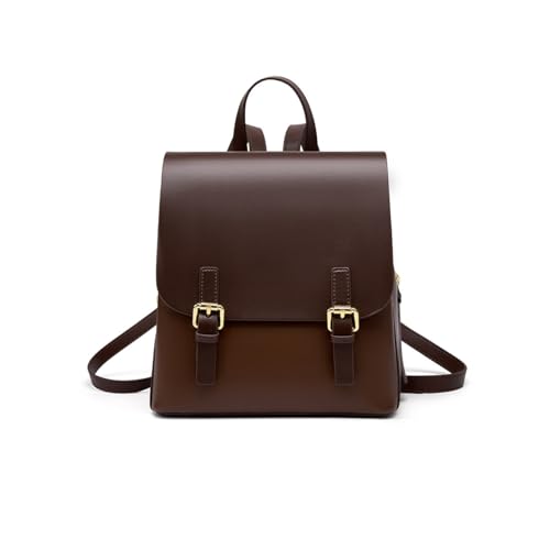 Image of JIUFENG Mini Leather Backpack for Women, Ladies Small Backpack Purse, Sleek Handbag Travel Daypack, Coffee
