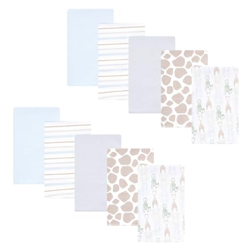 Image of Hudson Baby Cotton Flannel Burp Cloths 10-Pack, Modern Safari Friends, One Size
