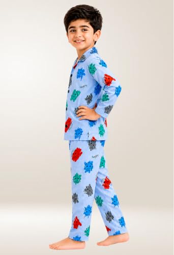 Image of 3BROS Kid's Pure Cotton Full Sleeves Night Suit /Dress for Boys /Girls Full Pajama & Top Sleep Suit Combo Set