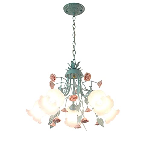 Kronleuchter Pendelleuchten Hängeleuchten Lüster Blaues mediterranes Schlafzimmer Kronleuchter idyllische Blumenschlafzimmer Esszimmer Beleuchtung romantische Rosenlampen Hängeleuchte Pendelleuchte Kr Cover