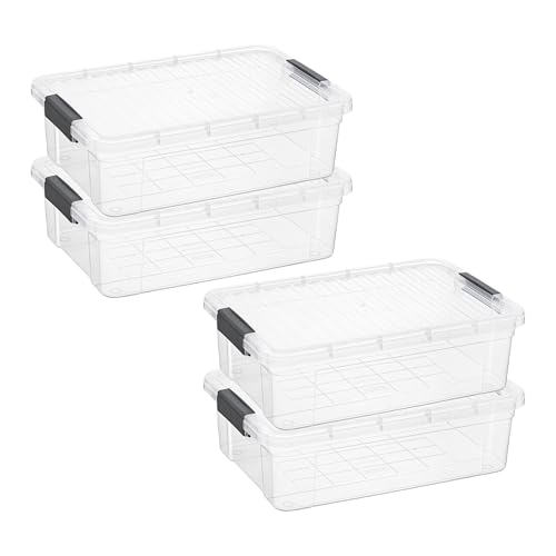 Image of Superio Storage Bins with Lids, Clear Plastic Containers for Organizing, Stackable Totes, BPA Free, Odor Free, Organizer Boxes for Home, and Dorm (4 Pack, 22 Qt)