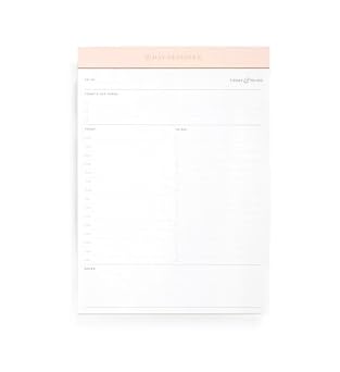 Day Designer Premium Planning Pad with Daily Planning Page Featuring Hourly Schedule, To Do-List, Notes and more. Blush Trim | 7 x 9 | expertly crafted for functional planning, seamless organization, and effortless style (Desktop Notepad - 7 x 9, Blush)