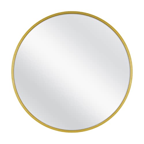MCS Master & Co. 26in Round Brass Black Mirror, Modern
