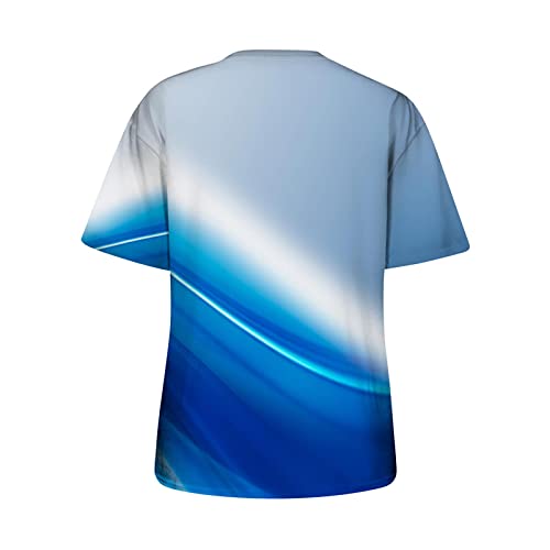 Lastesso Women Casual Gradient Short Sleeve T-Shirt Crewneck Trendy Marble Print Tie Dye Tops Shirts Summer Fashion Clothes #TOP3