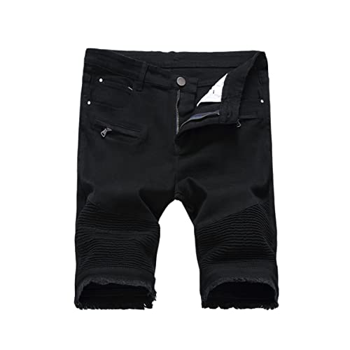 Short en jean pour homme KEHAIOO noir style urbain décontracté taille 2
