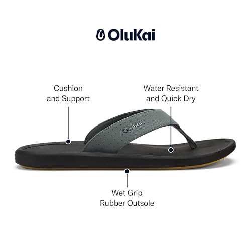 OLUKAI Ki'i Men's Beach Sandals, Quick-Dry Flip-Flop Slides, Water Resistant & Lightweight, Compression Molded Footbed & Ultra-Soft Comfort Fit4