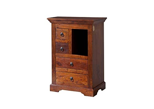 MASSIVMOEBEL24.DE | Oxford Kommode aus Massivholz #503 Akazienholz - Nougat, lackiert Kolonialstil 55x40x80 cm Kommode aus Massivholz Vollholzkommode