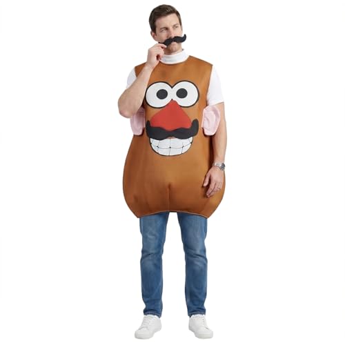 Pmnoyal Mr/Mrs Potato Costume Cartoon Funny Food Halloween Couples Cosplay Tunic Set Carnival for Adult