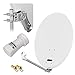 Produktbild HD Digital SAT Anlage 60cm ALU Spiegel Schüssel Hellgrau + Single LNB 1 Teilnehmer zum Empfang von DVB-S/S2 Full HD 3D 4K Ultra HD (UHD) Signale + Stecker Gratis dazu im Set