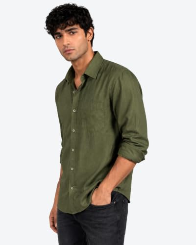 Image of Arvest Men's Solid Linen Casual Shirt | Regular Fit | Breathable | Full Sleeve
